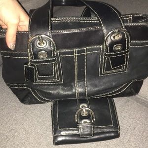Coach bag purse and wallet black leather